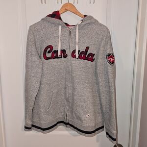 ⭐3 For $20⭐ Gray Canada Hoodie with Red Flannel Accents